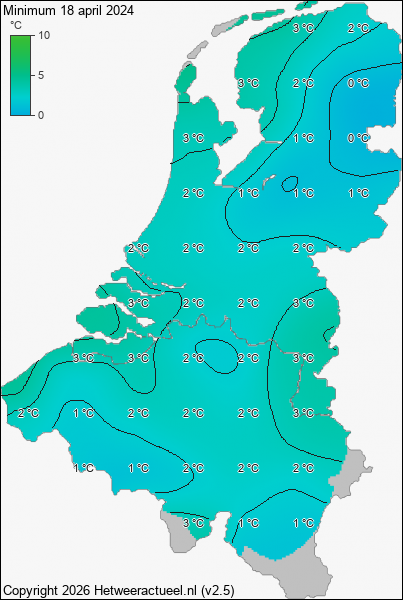Minimum temperatuur 18 april 2024