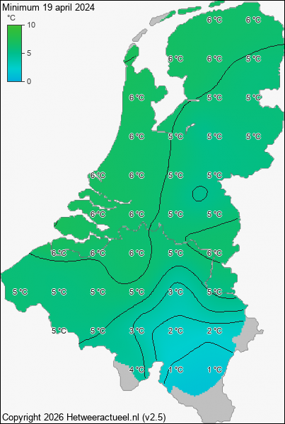 Minimum temperatuur 19 april 2024