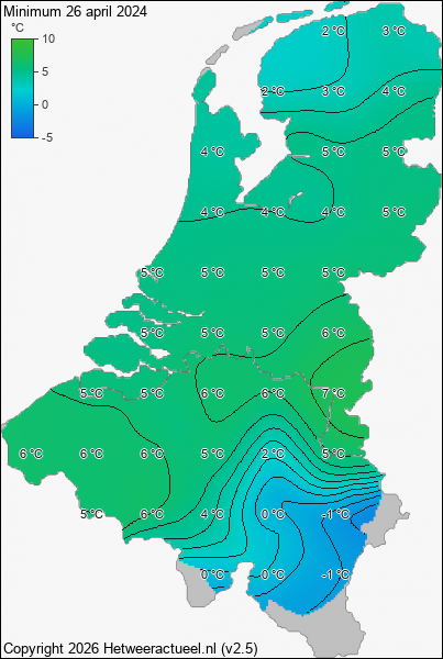 Minimum temperatuur 26 april 2024