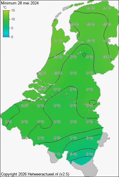 Minimum temperatuur 28 mei 2024