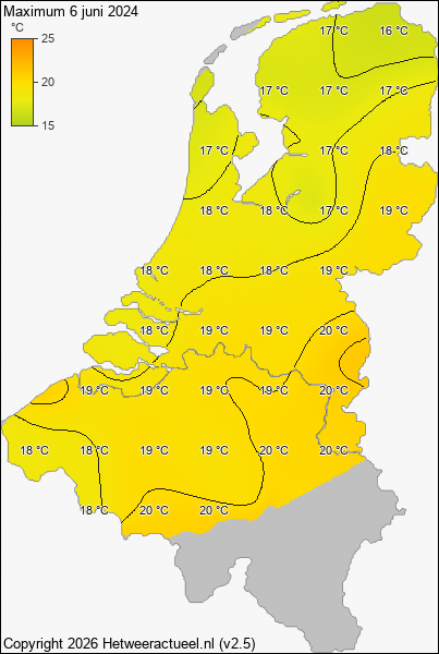 Maximum temperatuur 6 juni 2024