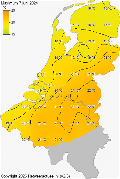Maximum temperatuur 7 juni 2024