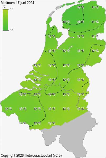Minimum temperatuur 17 juni 2024