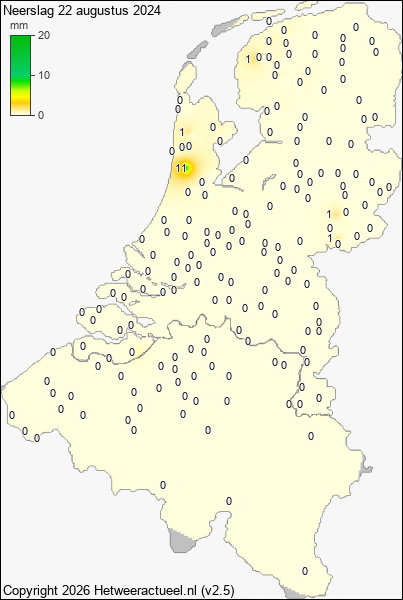 Neerslag 22 augustus 2024