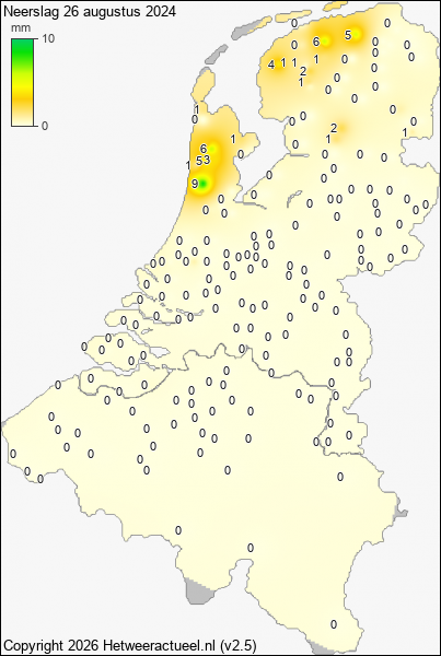 Neerslag 26 augustus 2024