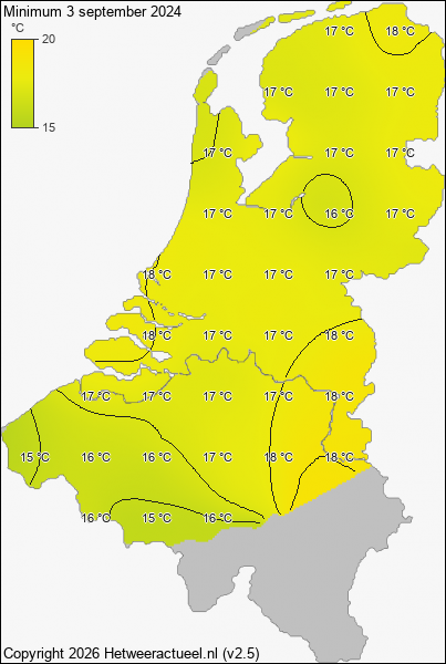 Minimum temperatuur 3 september 2024