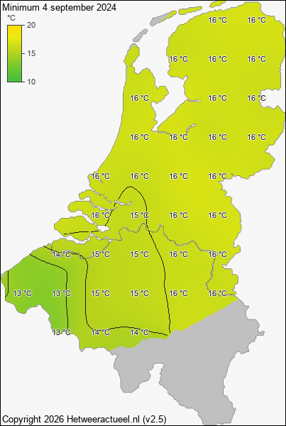 Minimum temperatuur 4 september 2024