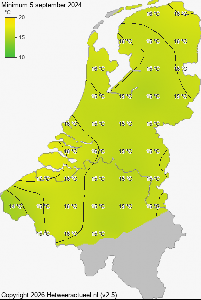 Minimum temperatuur 5 september 2024