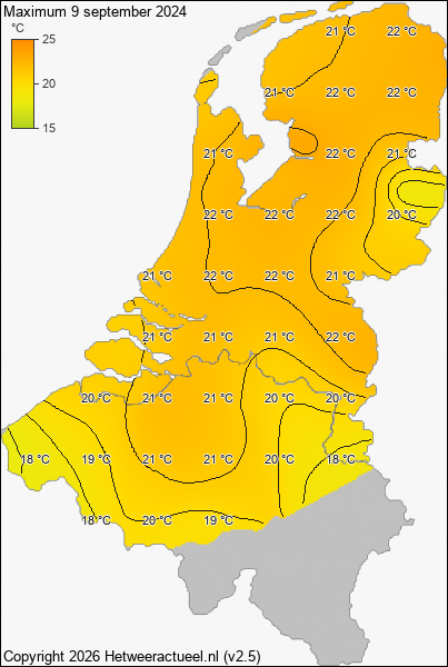 Maximum temperatuur 9 september 2024