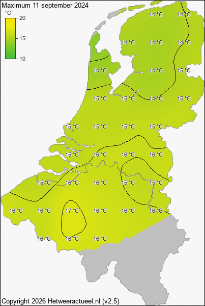 Maximum temperatuur 11 september 2024