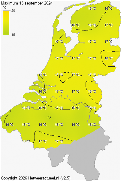 Maximum temperatuur 13 september 2024