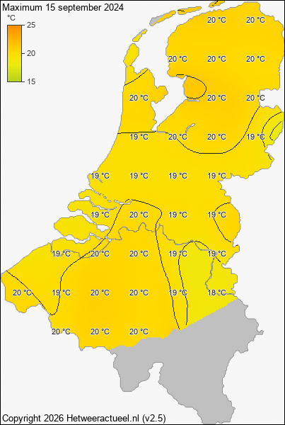 Maximum temperatuur 15 september 2024