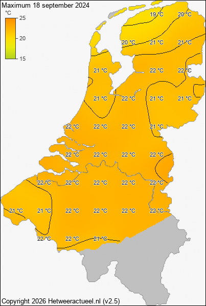 Maximum temperatuur 18 september 2024