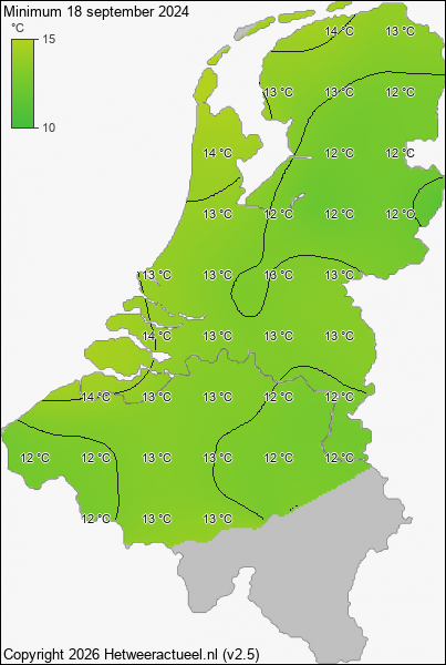 Minimum temperatuur 18 september 2024
