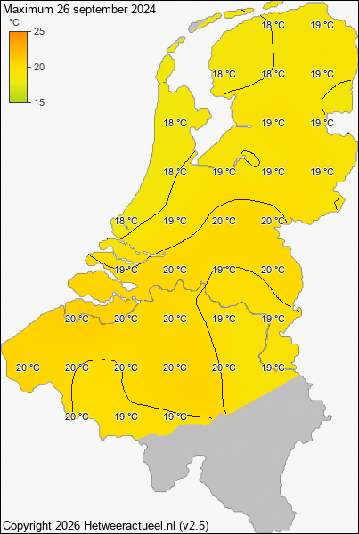 Maximum temperatuur 26 september 2024