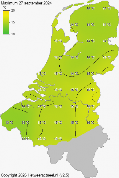 Maximum temperatuur 27 september 2024