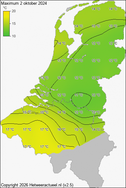Maximum temperatuur 2 oktober 2024