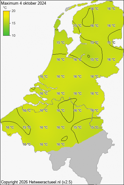 Maximum temperatuur 4 oktober 2024