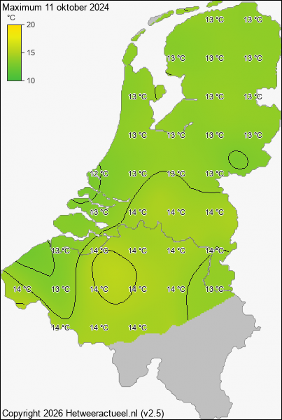 Maximum temperatuur 11 oktober 2024