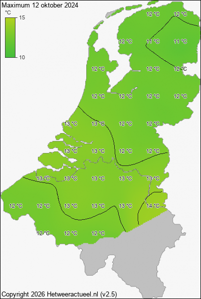 Maximum temperatuur 12 oktober 2024