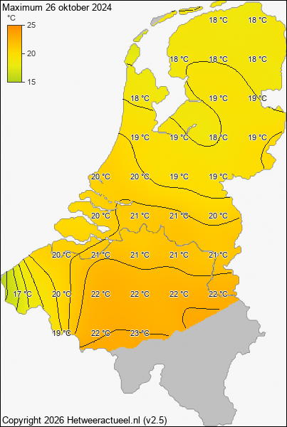 Maximum temperatuur 26 oktober 2024