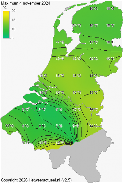 Maximum temperatuur 4 november 2024