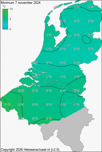 Minimum temperatuur 7 november 2024