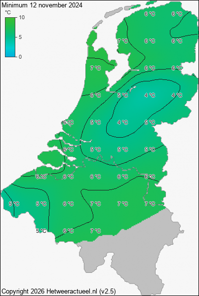 Minimum temperatuur 12 november 2024