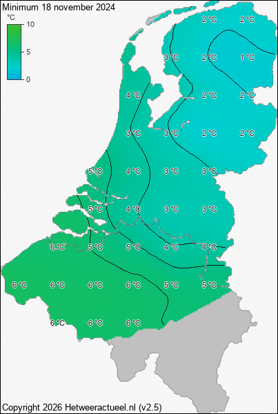Minimum temperatuur 18 november 2024