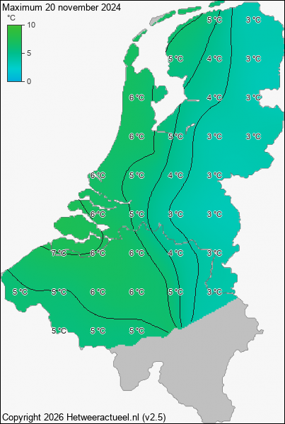 Maximum temperatuur 20 november 2024