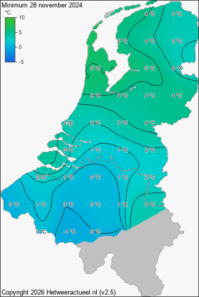 Minimum temperatuur 28 november 2024