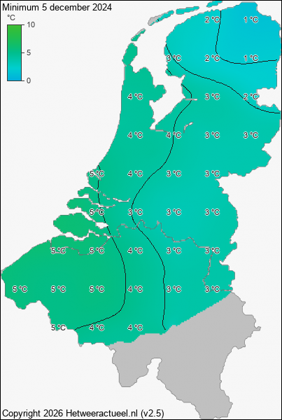 Minimum temperatuur 5 december 2024