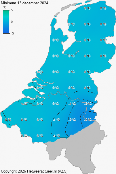 Minimum temperatuur 13 december 2024