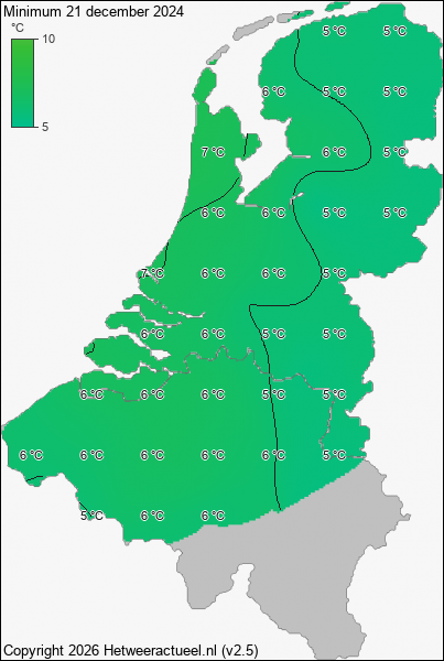 Minimum temperatuur 21 december 2024