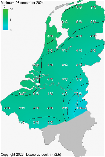 Minimum temperatuur 26 december 2024