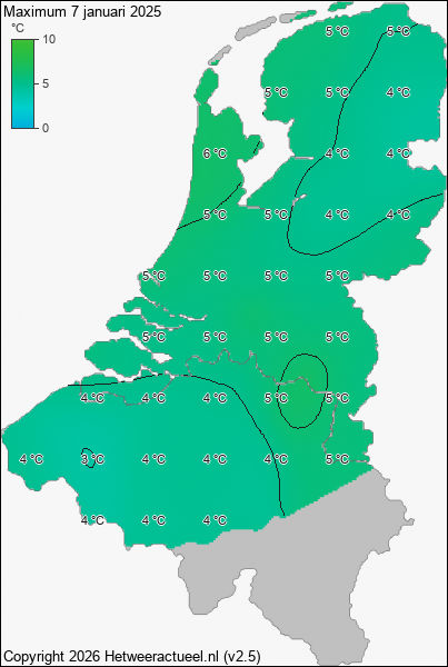 Maximum temperatuur 7 januari 2025