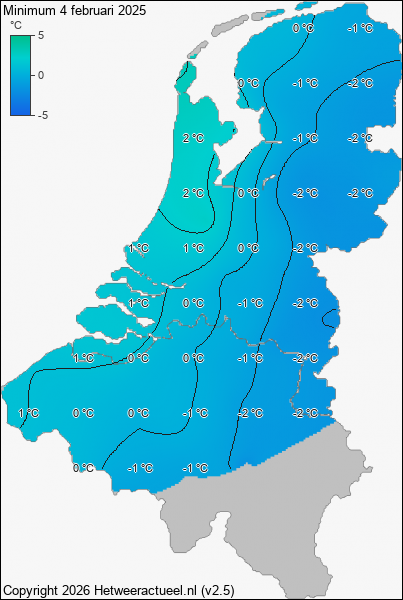 Minimum temperatuur 4 februari 2025