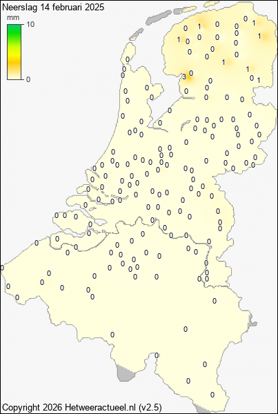 Neerslag 14 februari 2025