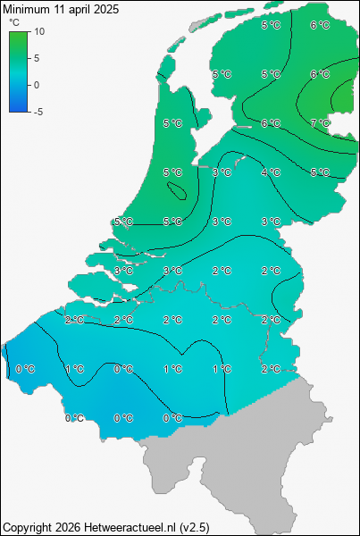Minimum temperatuur 11 april 2025