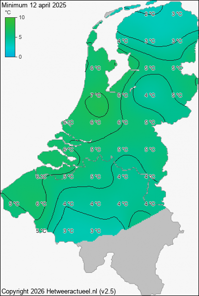 Minimum temperatuur 12 april 2025