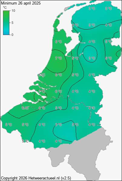 Minimum temperatuur 26 april 2025