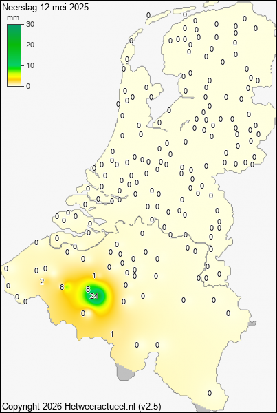 Neerslag 12 mei 2025