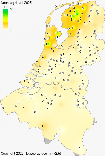 Neerslag 4 juni 2025