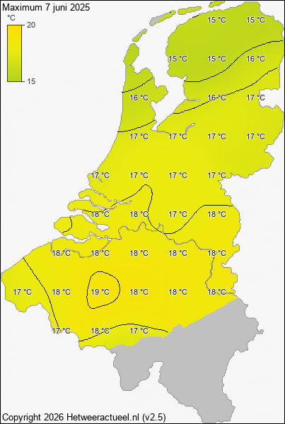 Maximum temperatuur 7 juni 2025