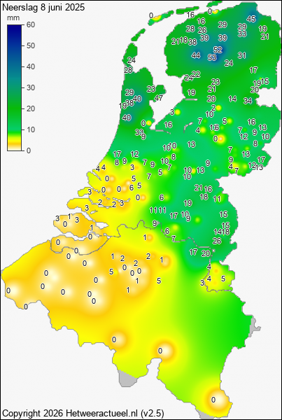 Neerslag 8 juni 2025