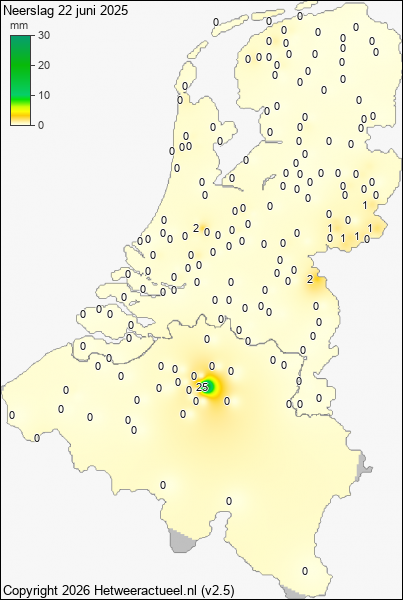 Neerslag 22 juni 2025