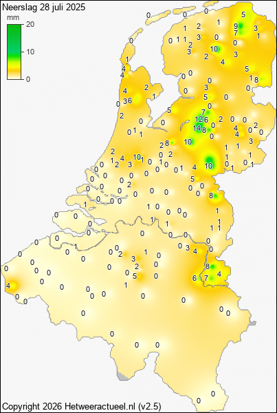 Neerslag 28 juli 2025