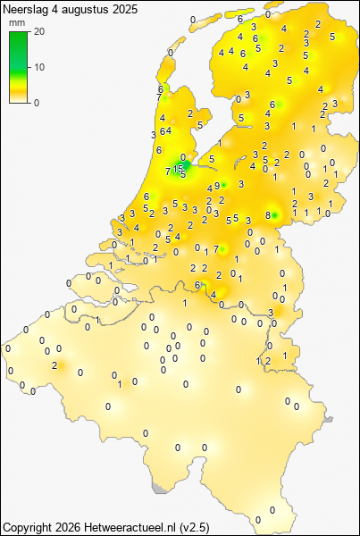 Neerslag 4 augustus 2025