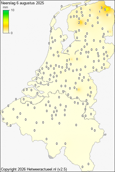 Neerslag 6 augustus 2025