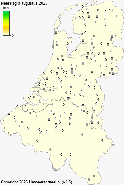 Neerslag 8 augustus 2025
